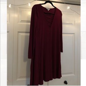 American Eagle - maroon fit & flow dress (size L)